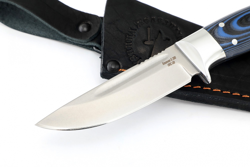 Нож Малыш (S390, рукоять G10 синяя) цельнометаллический