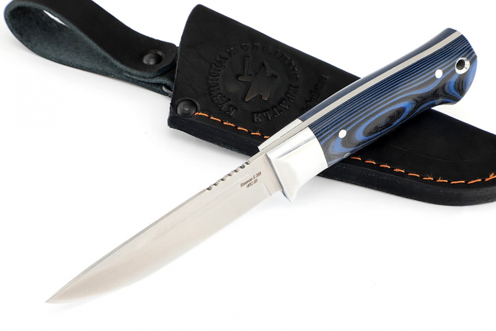 Нож Малыш (S390, рукоять G10 синяя) цельнометаллический