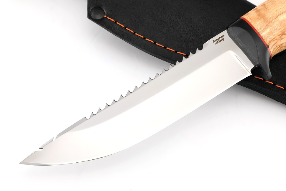 Нож Судак большой х12МФ, G10+карельская берёза