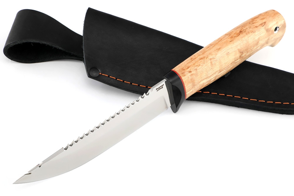 Нож Судак большой х12МФ, G10+карельская берёза