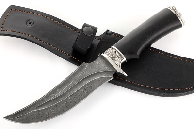 Нож Легион (дамаск-долы, чёрный граб - мельхиор)
