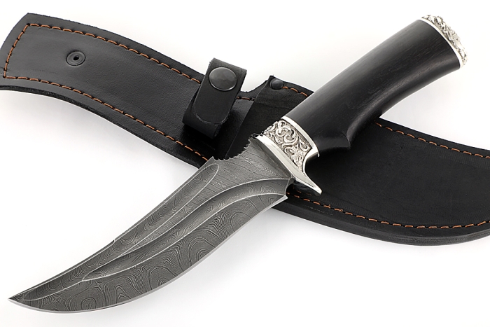Нож Легион (дамаск-долы, чёрный граб - мельхиор)