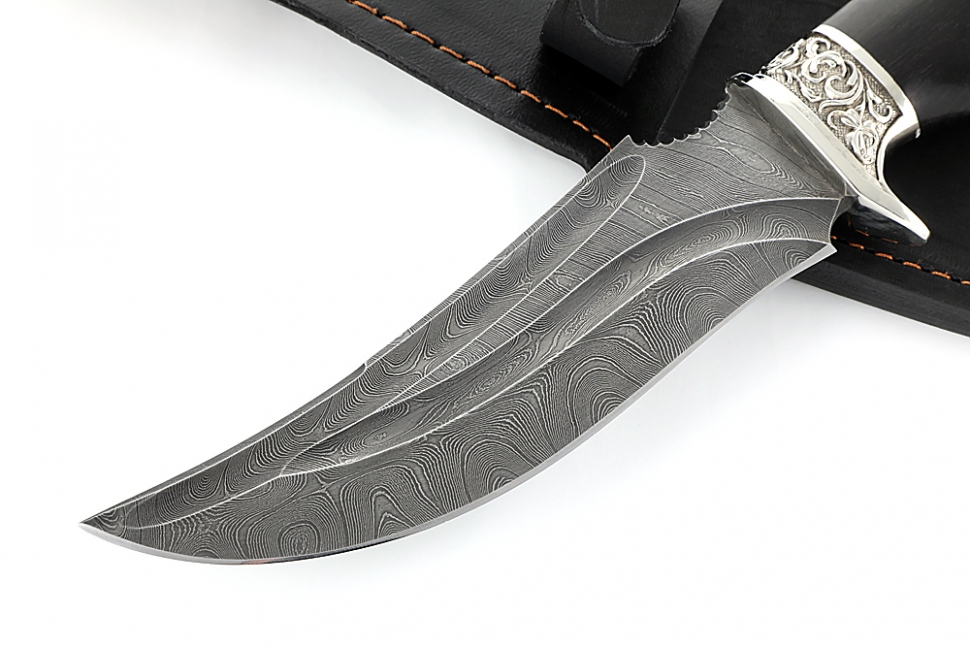 Нож Легион (дамаск-долы, чёрный граб - мельхиор)