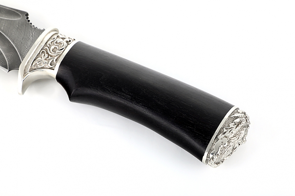 Нож Легион (дамаск-долы, чёрный граб - мельхиор)
