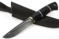 Нож Соболь (дамаск-долы, чёрный граб)