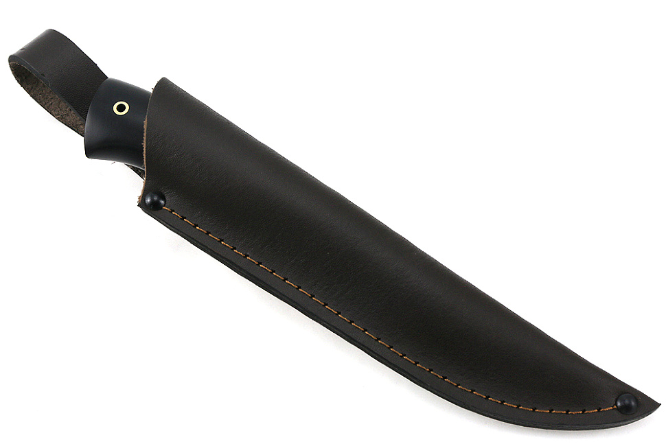 Нож Соболь (дамаск-долы, чёрный граб)