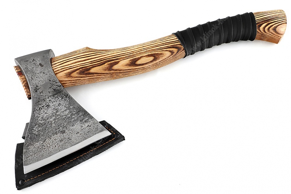 Топор плотницкий большой №1 (сплав УГЛЕРОД+ХВГ, рукоять американский ясень - кожа)
