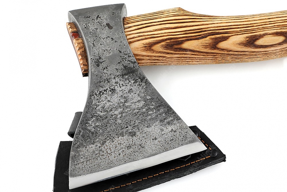 Топор плотницкий большой №1 (сплав УГЛЕРОД+ХВГ, рукоять американский ясень - кожа)