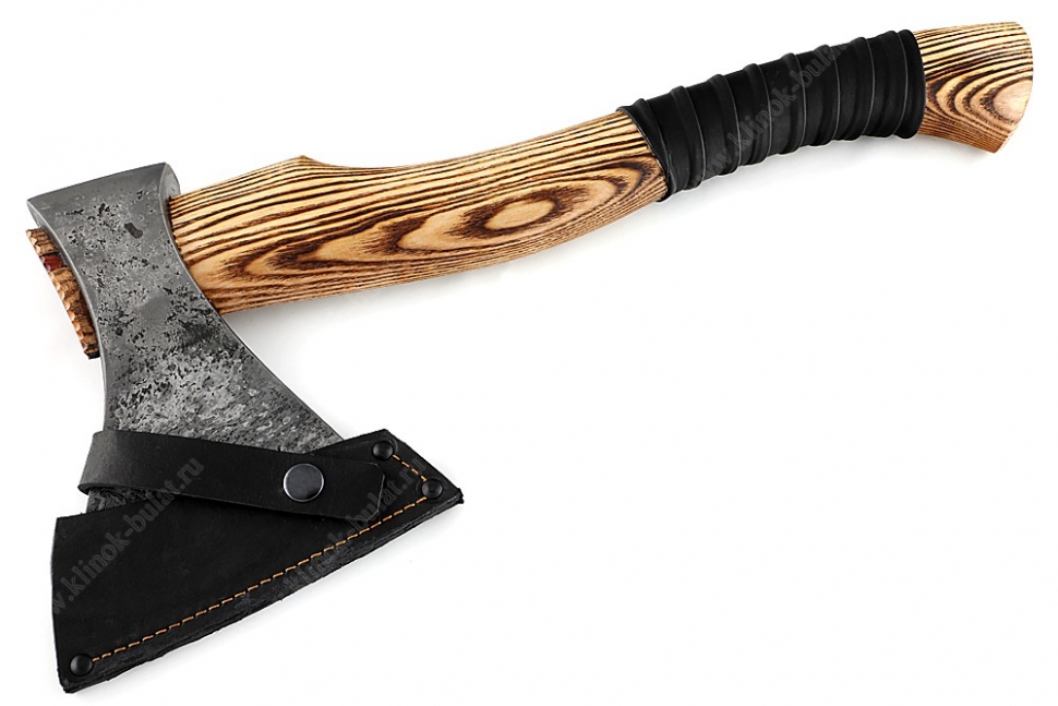 Топор плотницкий большой №1 (сплав УГЛЕРОД+ХВГ, рукоять американский ясень - кожа)