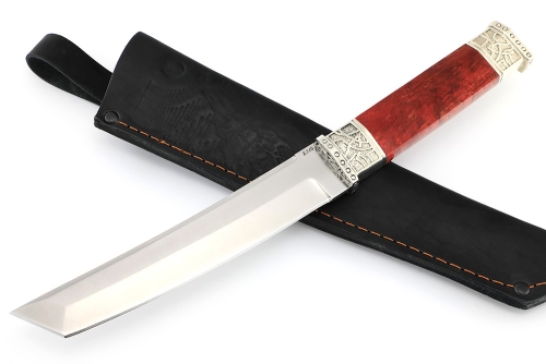 Нож Самурай (К340, мельхиор, карельская береза красная)