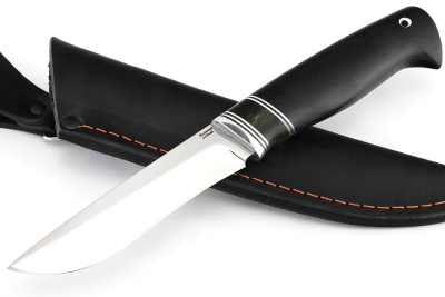 Нож Соболь х12МФ, вставка карельская береза зеленая, чёрный граб