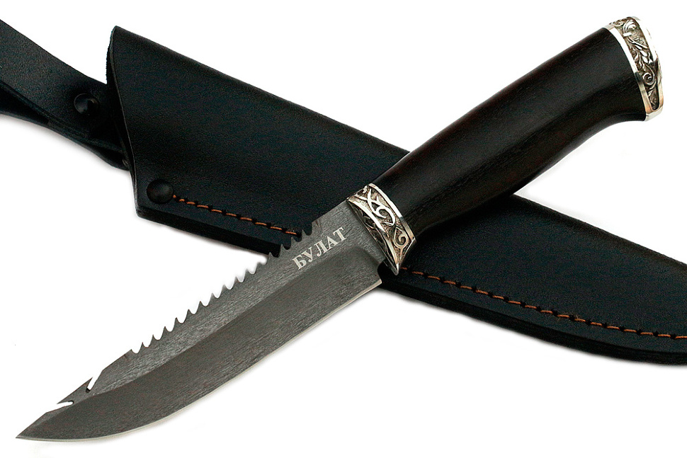 Нож Судак малый (булат, чёрный граб - мельхиор)
