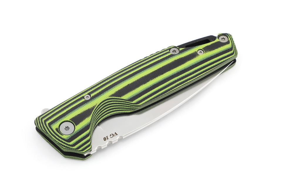 Нож складной Турист VG10 рукоять G10 черно-зеленая