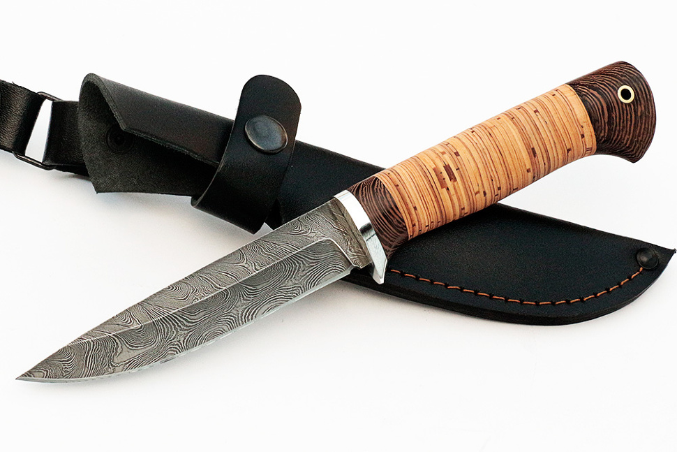 Нож Пантера (дамаск, береста)