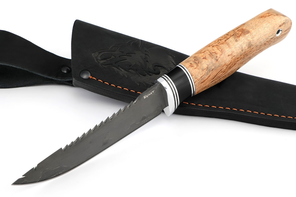 Нож Судак малый (булат, карельская берёза)