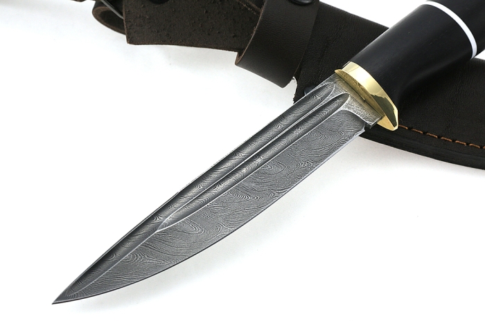 Нож Пантера (дамаск-долы, чёрный граб)