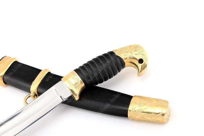 Миниатюра казачей шашки (порошковая сталь ELMAX, чёрный граб, латунь, разборная) деревянные ножны