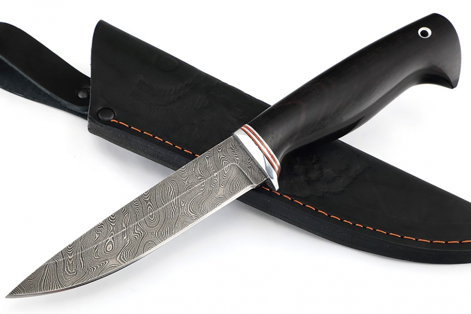 Нож Пантера (дамаск, чёрный граб)