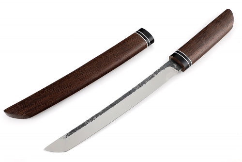 Нож Самурай большой (кованая х12МФ, со следами ковки, венге) деревянные ножны 