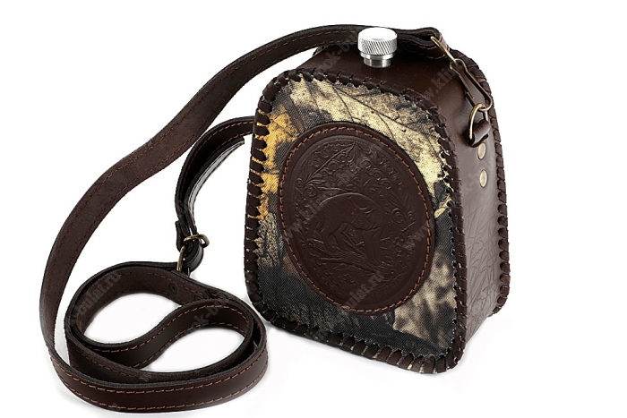 Фляжка пирамида 1 литр из нержавеющей стали в комбинированном чехле