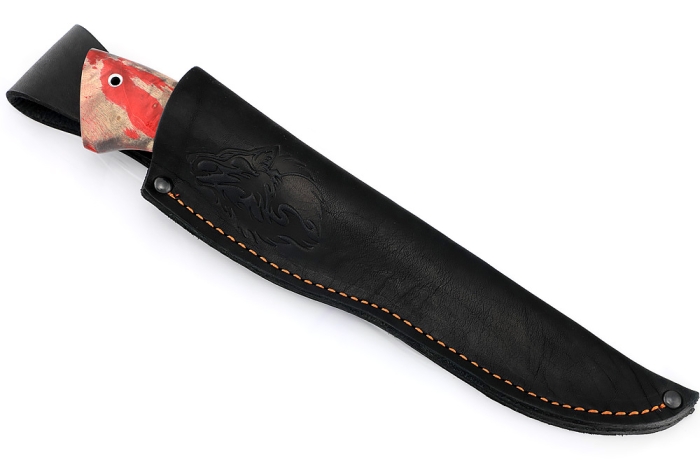 Нож Скат (дамаск- долы, кап клена красный)