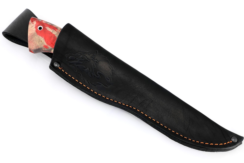 Нож Скат (дамаск- долы, кап клена красный)