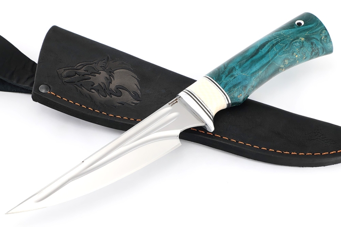 Нож Комар (х12МФ - долы, вставка элфорин, стабилизированный кап клёна)