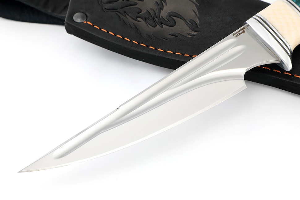 Нож Комар (х12МФ - долы, вставка элфорин, стабилизированный кап клёна)