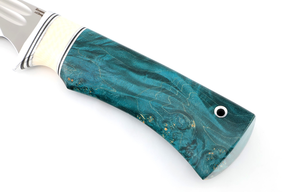 Нож Комар (х12МФ - долы, вставка элфорин, стабилизированный кап клёна)