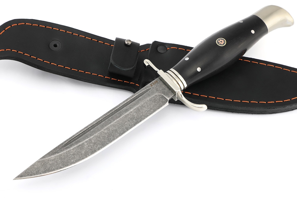 Нож Финка НКВД К340 черный граб мельхиор