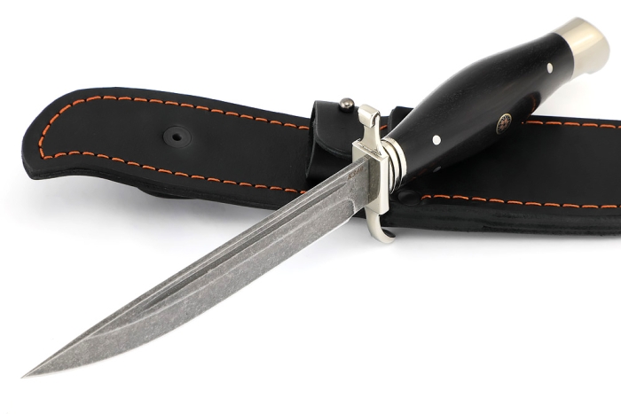 Нож Финка НКВД К340 черный граб мельхиор