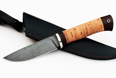 Нож Рысь (дамаск, береста)