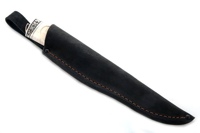 Нож Стрела (булат, рог лося - мельхиор), резьба ручной работы
