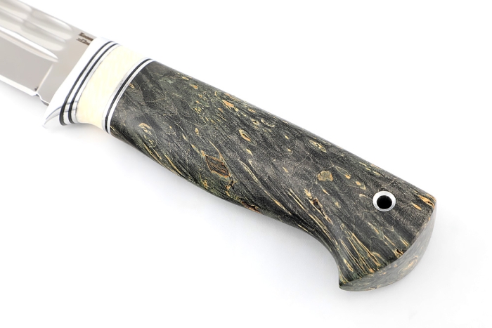 Нож Пантера (х12МФ, камень, вставка кость, кап клена коричневый)