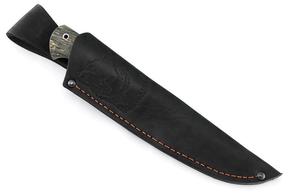 Нож Пантера (х12МФ, камень, вставка кость, кап клена коричневый)