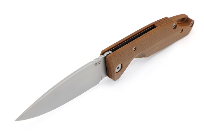 Нож складной Турист сталь Х12МФ рукоять G10 коричневая