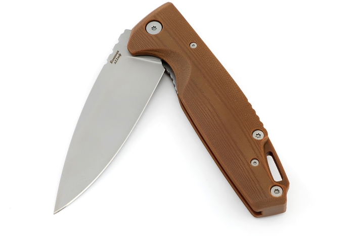 Нож складной Турист сталь Х12МФ рукоять G10 коричневая