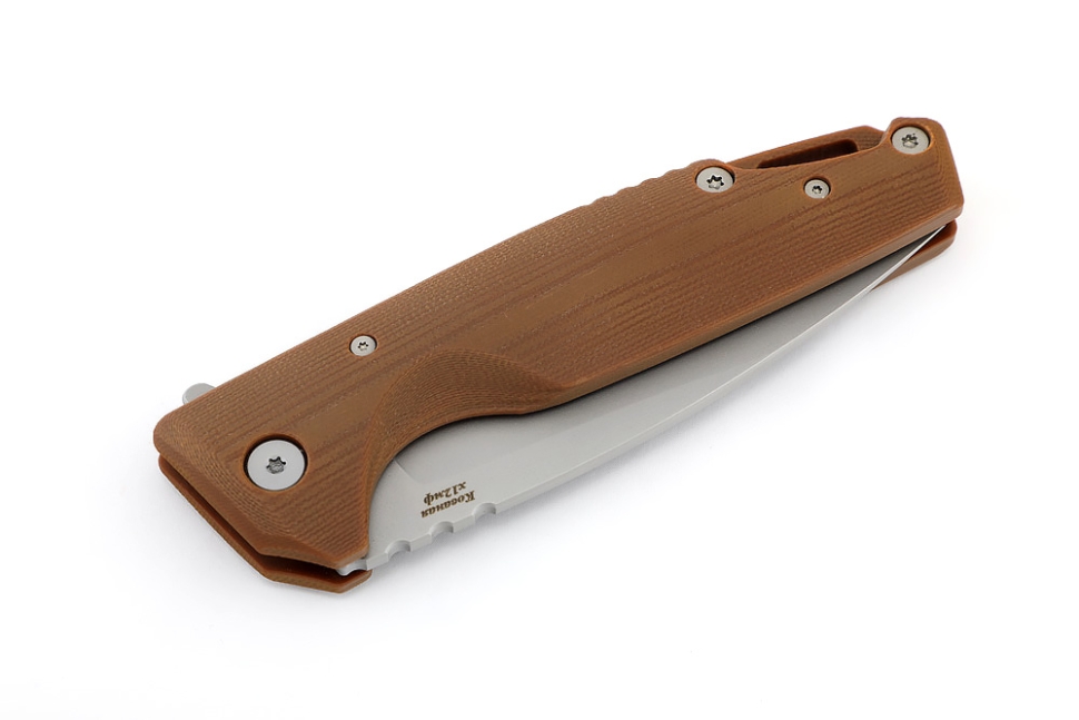 Нож складной Турист сталь Х12МФ рукоять G10 коричневая