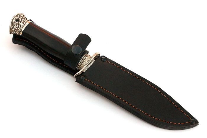 Нож Гладиатор (порошковая сталь Elmax, чёрный граб - мельхиор)