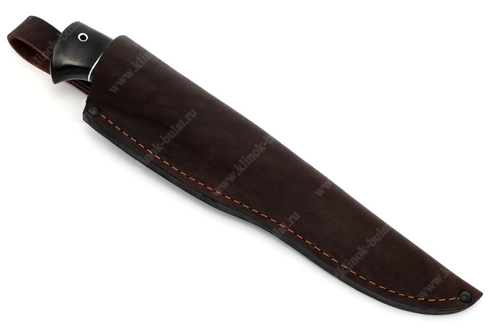 Нож Викинг (сталь K340, рукоять наборная акрил чёрный граб, гарда мельхиор)