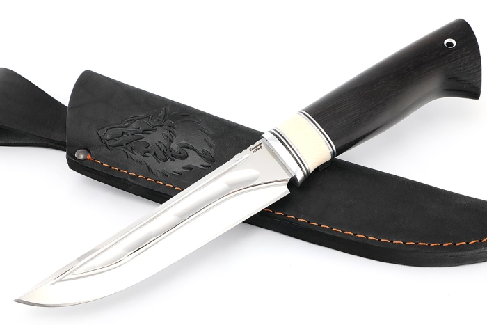 Нож Стрела (х12МФ камень долы, вставка кость, черный граб)