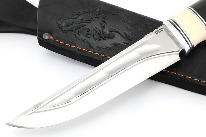 Нож Стрела (х12МФ камень долы, вставка кость, черный граб)