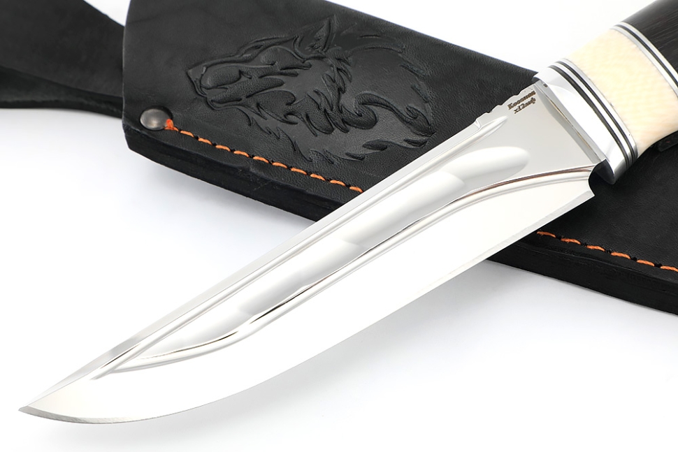Нож Стрела (х12МФ камень долы, вставка кость, черный граб)