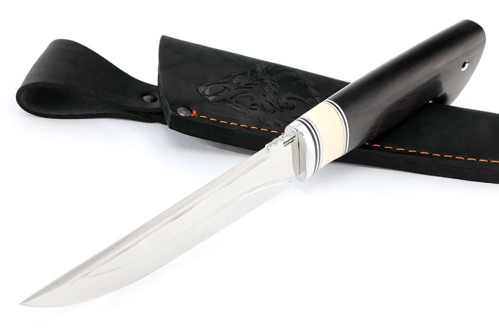 Нож Стрела (х12МФ камень долы, вставка кость, черный граб)