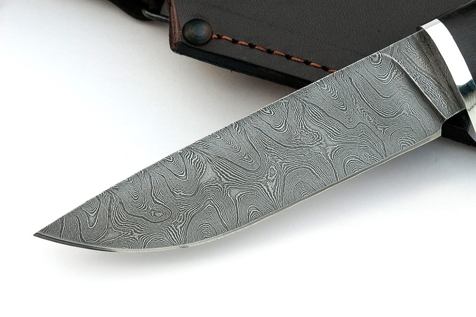 Нож Рысь (дамаск, чёрный граб)