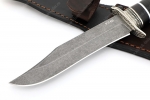 Нож Гладиатор (К340, рукоять наборная чёрный граб и кожа, гарда мельхиор) - Клинок охотничьего ножа Гладиатор из стали К340 