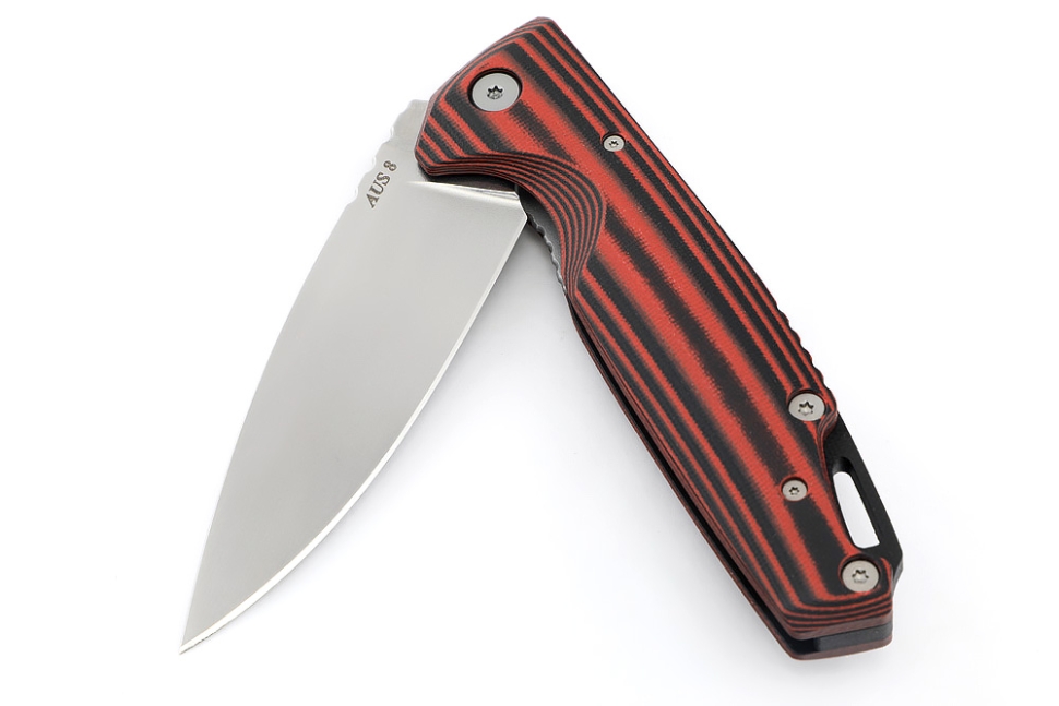 Нож складной Турист AUS8 рукоять G10 черно-красная