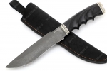 Нож Викинг (булат, чёрный граб - мельхиор со змеёй) резная рукоять - Купить нож из булатной стали