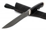 Нож Викинг (булат, чёрный граб - мельхиор со змеёй) резная рукоять - Охотничий нож из булатной стали