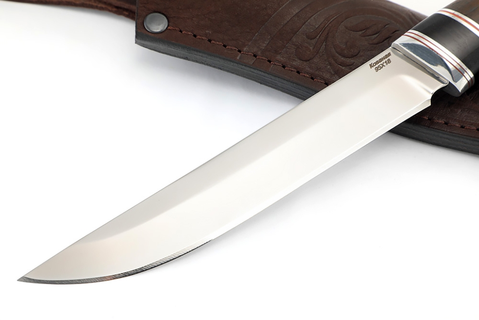 Нож Зубатка-2 95Х18 термоясень вставка черный граб